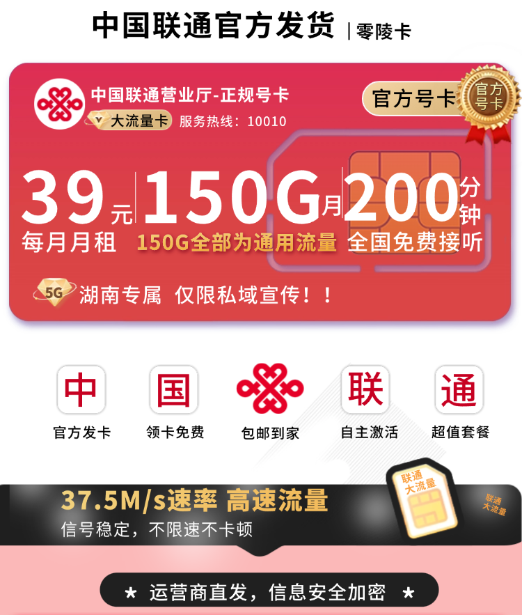 联通零陵卡资费说明图